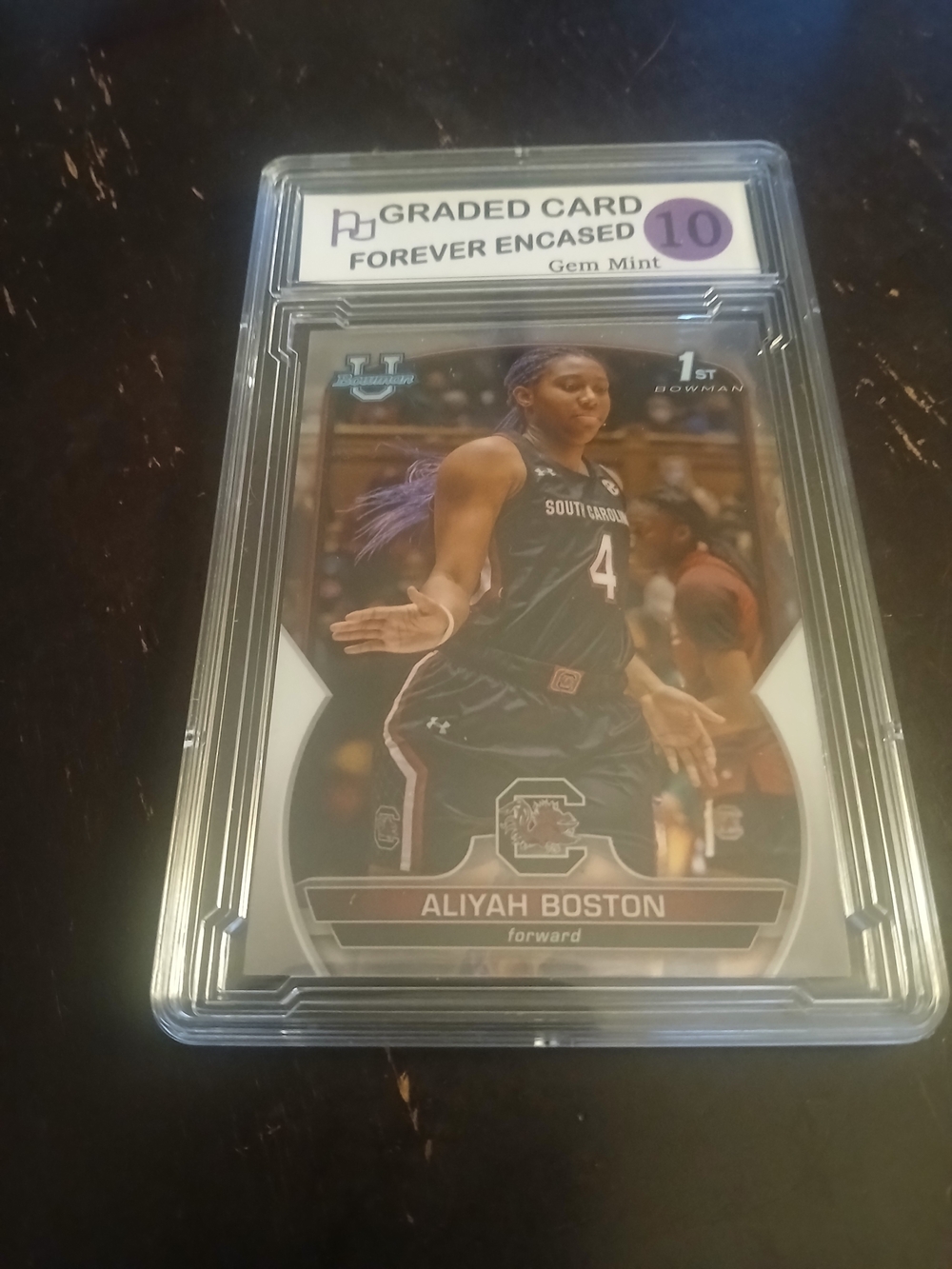 Aliyah Boston Rookie 1st Graded Trading Card - Clear Case, Purple Accents